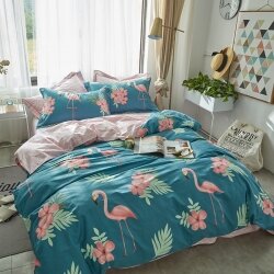 Комплект постельного белья Flamingo in Flowers Blue (двуспальный-евро)